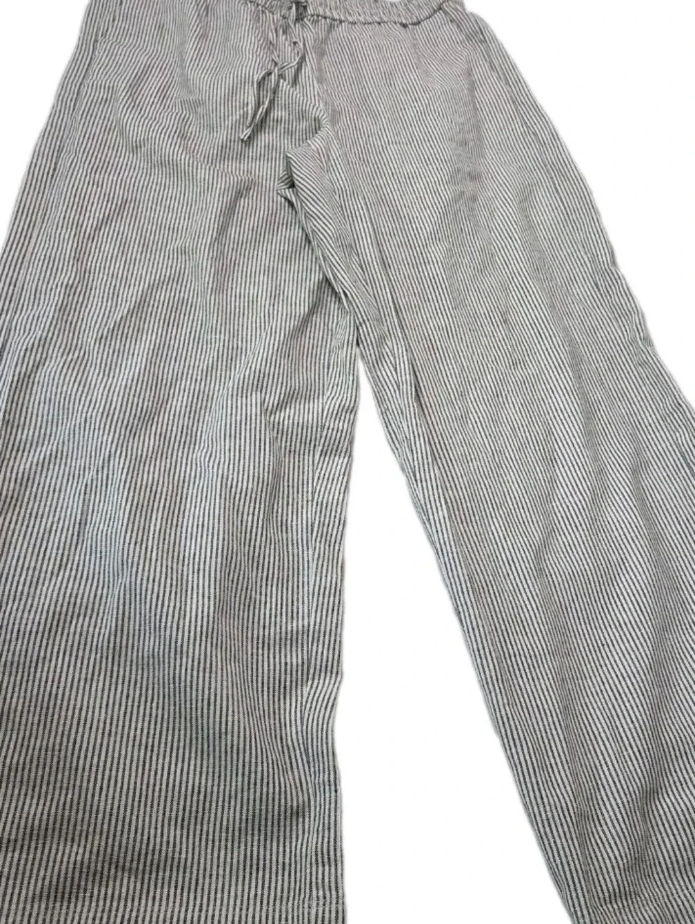 J. Crew Women's Gray Pinstripe Wide-Leg Drawstring Pants